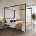DLH026K King Size Four Poster Bed Frame in Dark Wood - Delilah