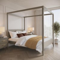 King Size Four Poster Bed Frame in Dark Wood - Delilah