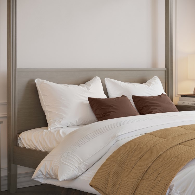 Super King Four Poster Bed Frame in Dark Wood - Delilah