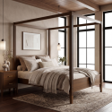 DLH027K King Size Four Poster Bed Frame in Walnut - Delilah