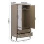 Dark Wood Mirrored 2 Door Double Wardrobe with Drawers - Delilah