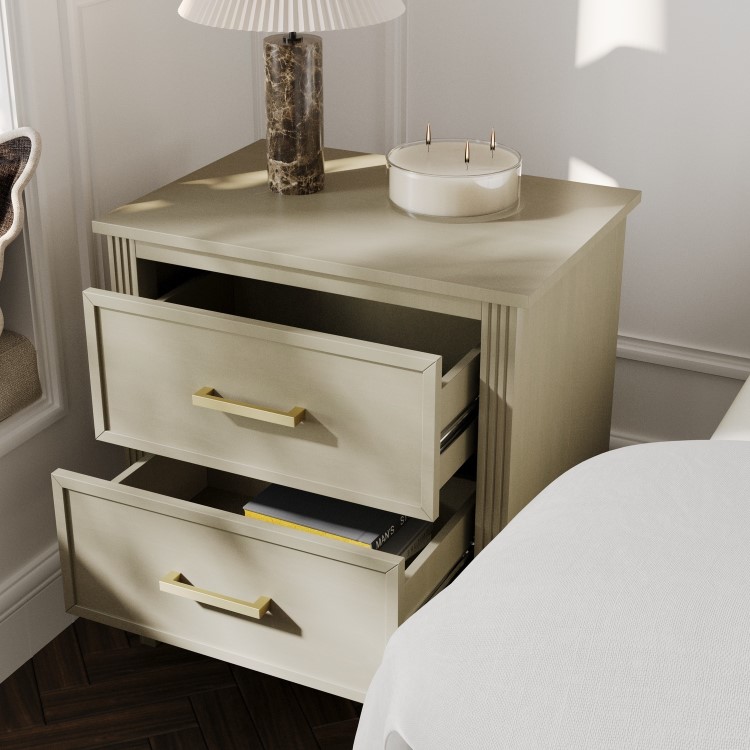Light Wood 2 Drawer Bedside Table - Delilah