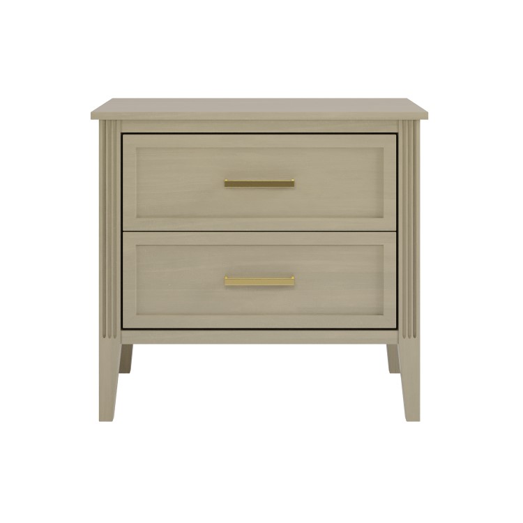 Wide Light Wood 2 Drawer Bedside Table - Delilah