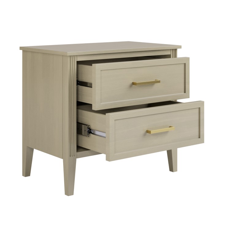 Wide Light Wood 2 Drawer Bedside Table - Delilah