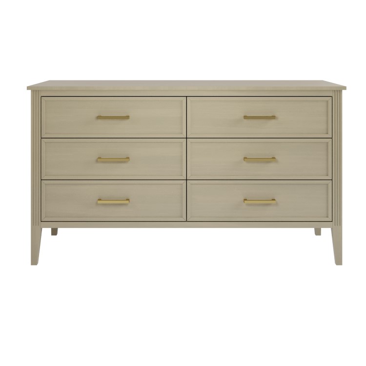 Wide Light Wood 6 Drawer Chest of Drawers - Delilah 