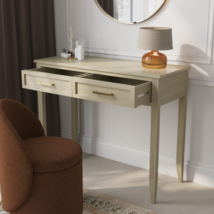 Light Wood Dressing Table with 2 Drawers - Delilah 