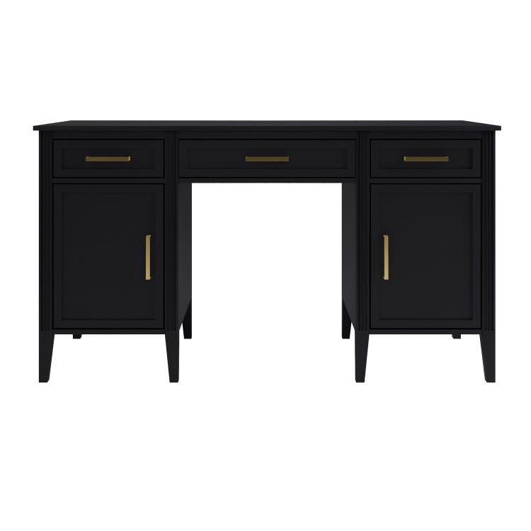 Black Office Desk with Drawers - Delilah 