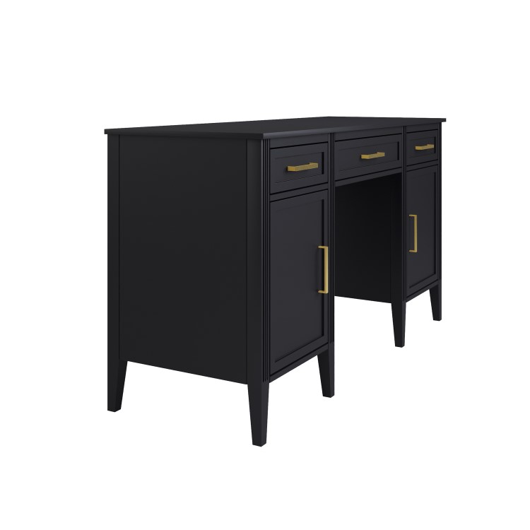 Black Office Desk with Drawers - Delilah 