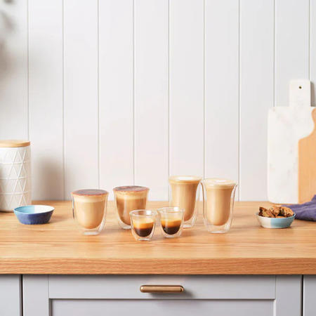 Delonghi Fancy Collection Set of 6 Hand Blown Coffee Glasses