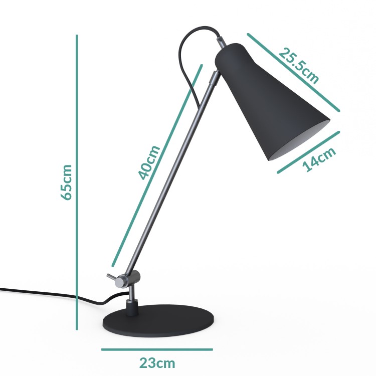 Black Adjustable Desk Lamp - Grantley