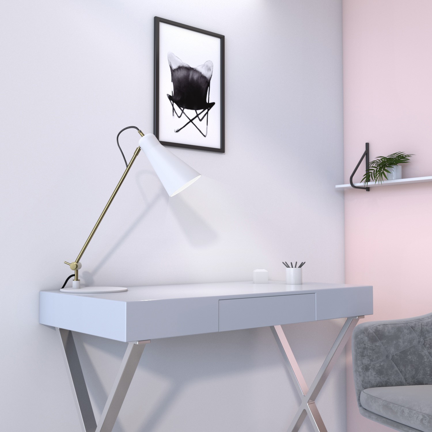 White Adjustable Desk Lamp Grantley BuyItDirect.ie
