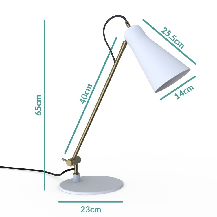 White Adjustable Desk Lamp - Grantley