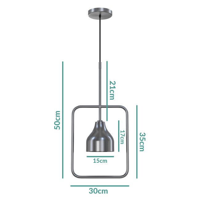Silver Square Hoop Pendant Light - Alma