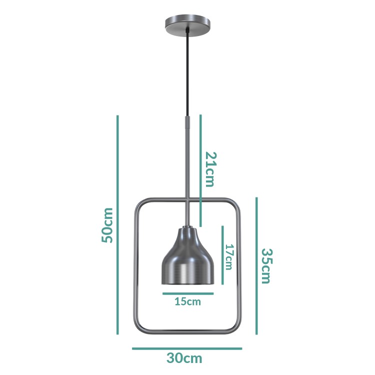 Silver Square Hoop Pendant Light - Alma