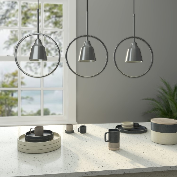 Silver Hoop Pendant Light - Alma