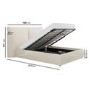 Beige Linen Double Ottoman Bed with Pillow Headboard - Dune