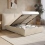 Beige Linen Double Ottoman Bed with Pillow Headboard - Dune