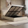Beige Linen Super King Ottoman Bed with Pillow Headboard - Dune