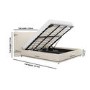 Beige Linen Super King Ottoman Bed with Pillow Headboard - Dune