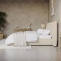 Beige Linen Super King Ottoman Bed with Pillow Headboard - Dune