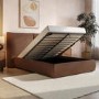 Burnt Orange Chenille Double Ottoman Bed with Pillow Headboard - Dune