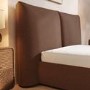 Brown Chenille Double Ottoman Bed with Pillow Headboard - Dune