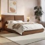 Brown Chenille King Size Ottoman Bed with Pillow Headboard - Dune