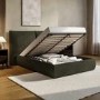 Green Chenille Double Ottoman Bed with Pillow Headboard - Dune