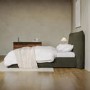 Green Chenille Double Ottoman Bed with Pillow Headboard - Dune