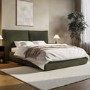 Green Chenille King Size Ottoman Bed with Pillow Headboard - Dune