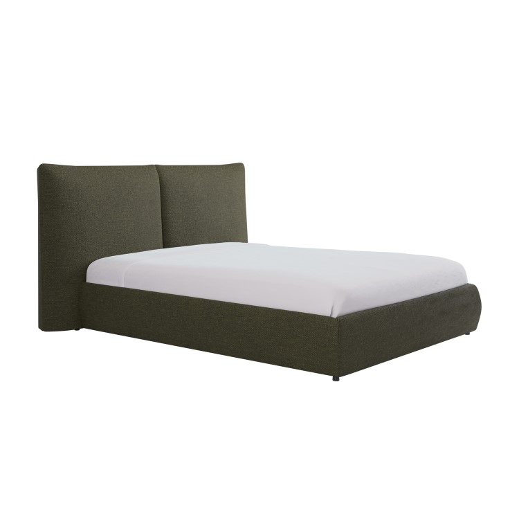 Green Chenille King Size Ottoman Bed with Pillow Headboard - Dune