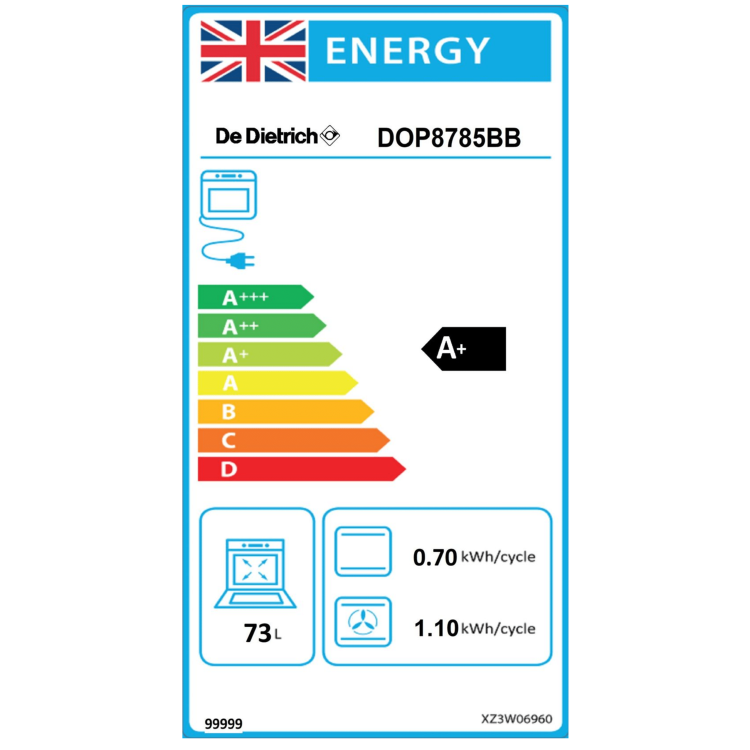 De Dietrich Electric Single Oven with DX3 Display & Pyrolytic Cleaning - Platinum