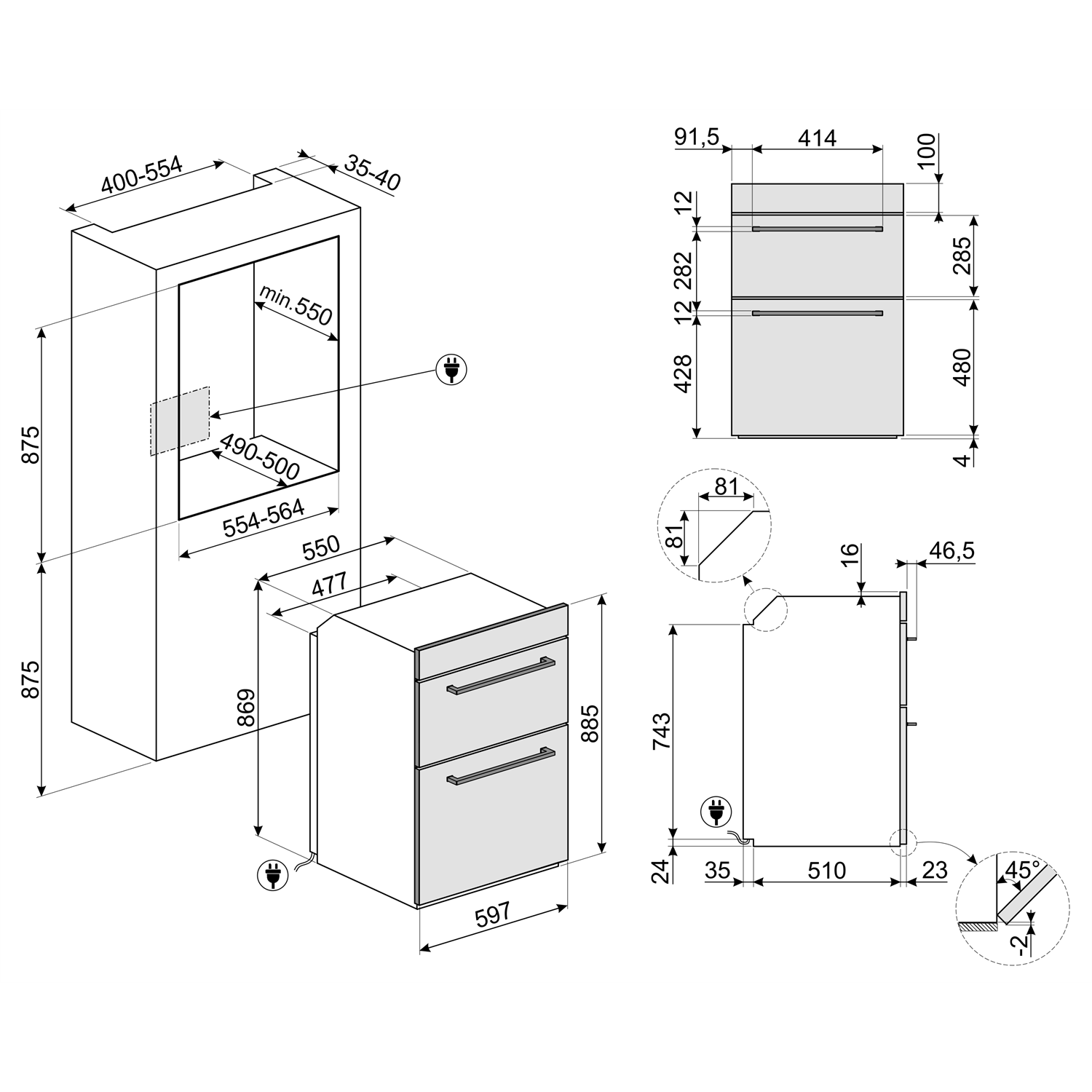 Smeg cucina dusf400s built online under double oven
