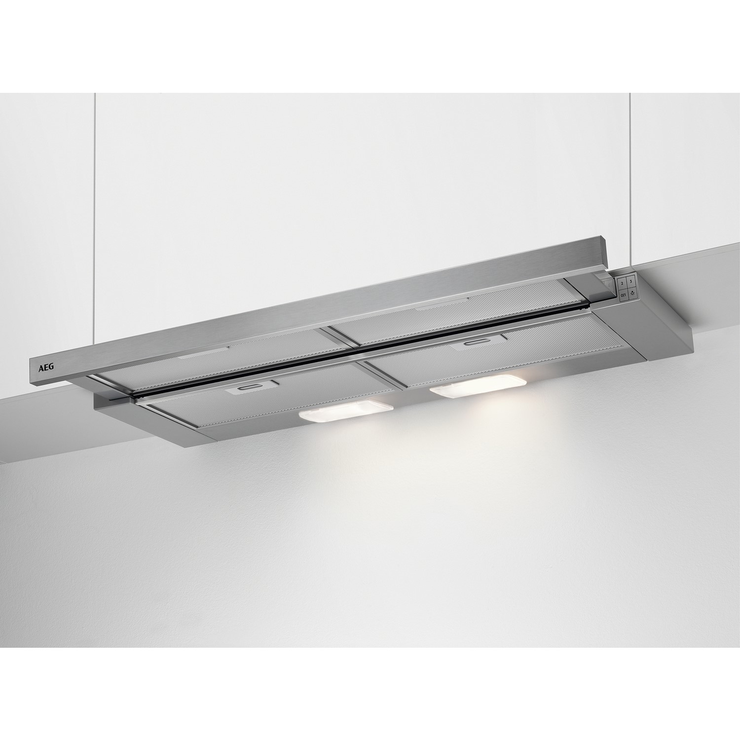 AEG 90cm Telescopic Canopy Cooker Hood - Silver