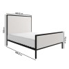 Beige Upholstered Double Bed with Black Metal Frame - Alexandra