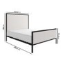 Beige Upholstered Double Bed with Black Metal Frame - Alexandra