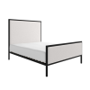 Beige Upholstered Double Bed with Black Metal Frame - Alexandra