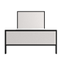 Beige Upholstered King Size Bed with Black Metal Frame - Alexandra