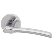 Internal Silver Polished/Satin Chrome Lever Fire Door Handle with Latch and Hinges Pack - 65mm Latch - Drava - XL Joinery