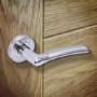 Internal Silver Polished/Satin Chrome Lever Fire Door Handle with Latch and Hinges Pack - 75mm Latch - Drava - XL Joinery