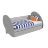 Grey Wooden Single Bed Frame with Storage Drawer and Shelf - Darby