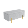Darcey Velvet Storage Bench in Silver Grey with Gold Leg