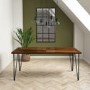 Dark Wood Dining Table with Hairpin Legs - Seats 6 - Drew