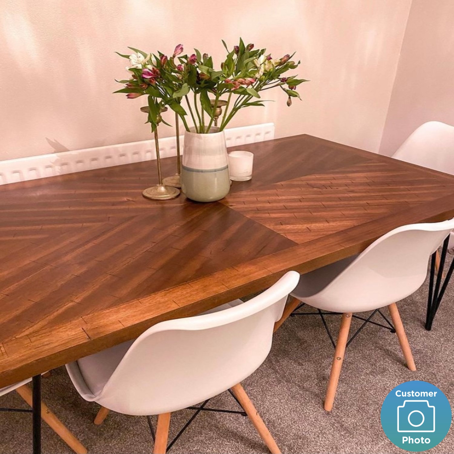 Dark Wood Dining Table with Hairpin Legs Seats 6 Drew BuyItDirect.ie