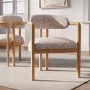 Beige Printed Upholstered Dining Chair with Solid Wood Exposed Back - Darla