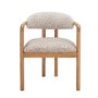 Beige Printed Upholstered Dining Chair with Solid Wood Exposed Back - Darla
