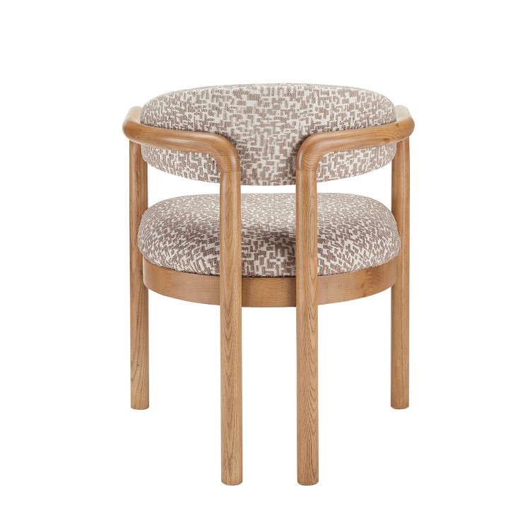Beige Printed Upholstered Dining Chair with Solid Wood Exposed Back - Darla