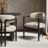 Cream Upholstered Dining Chair with Solid Wood Black Exposed Back - Darla Cream Upholstered Dining Chair with Solid Wood Black Exposed Back - Darla