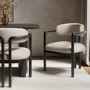 Cream Upholstered Dining Chair with Solid Wood Black Exposed Back - Darla