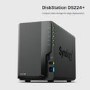 Synology DiskStation DS224+ 2GB RAM with 12TB Installed Storage 2 Bay SATA Desktop NAS Storage